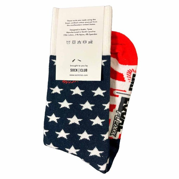 American flag print socks with EQUAL FLEXX logo, FLEXXSOCKSAF